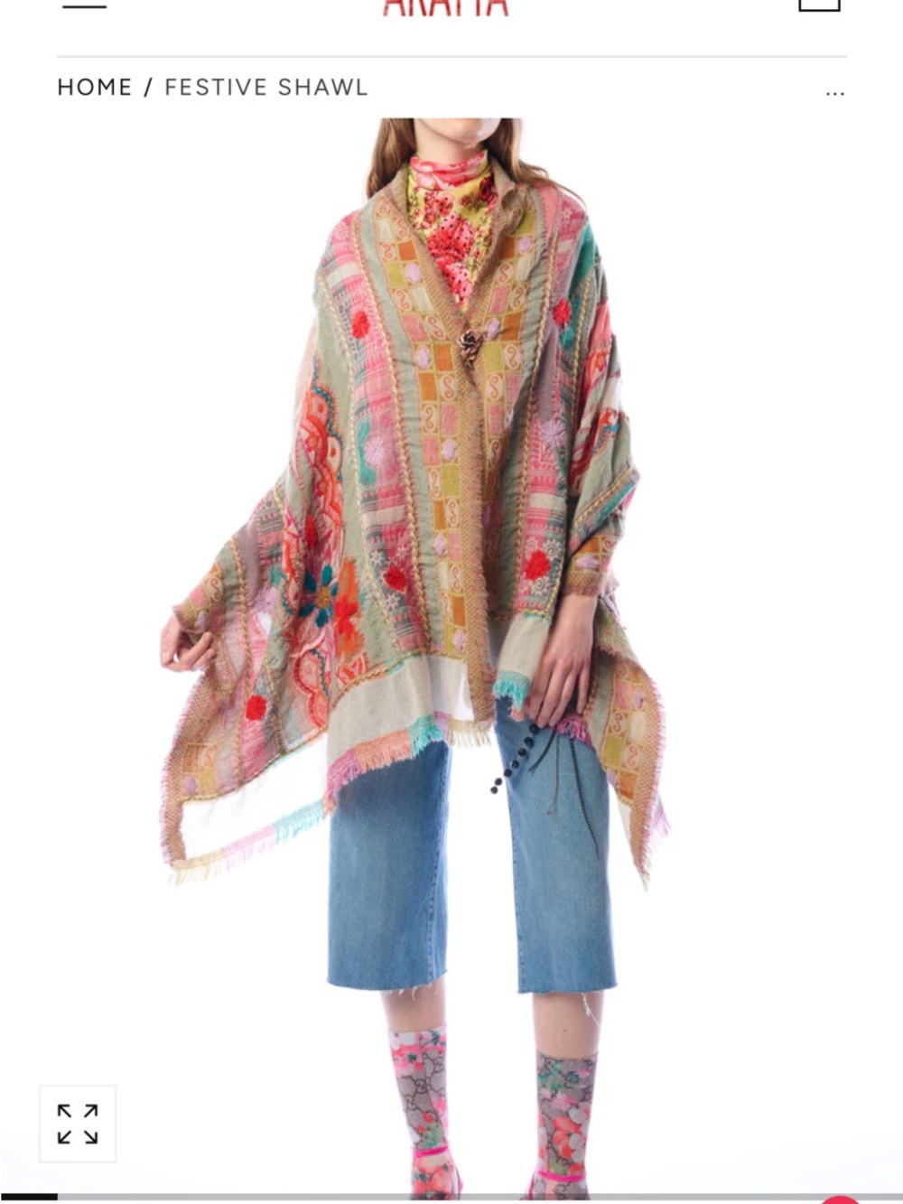AKABA Multicolor Festive Shawl Wrap - Floral Pattern - Picture 1 of 7